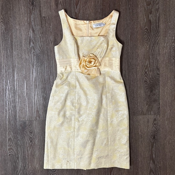 rickie freeman
TERI JON Dress w/ Crop Jacket yellow w/metallic Brocade size 6 - Picture 3 of 13